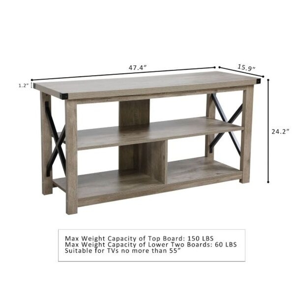 47 inch Minimalist Open Media Shelving TV Stand - 47.4