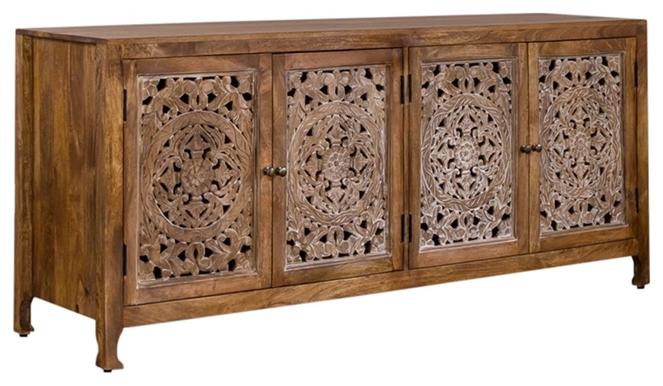 Marisol Multi 74 Inch 4 Door Accent TV Stand   French Country   Entertainment Centers And Tv Stands   by Homesquare  Houzz