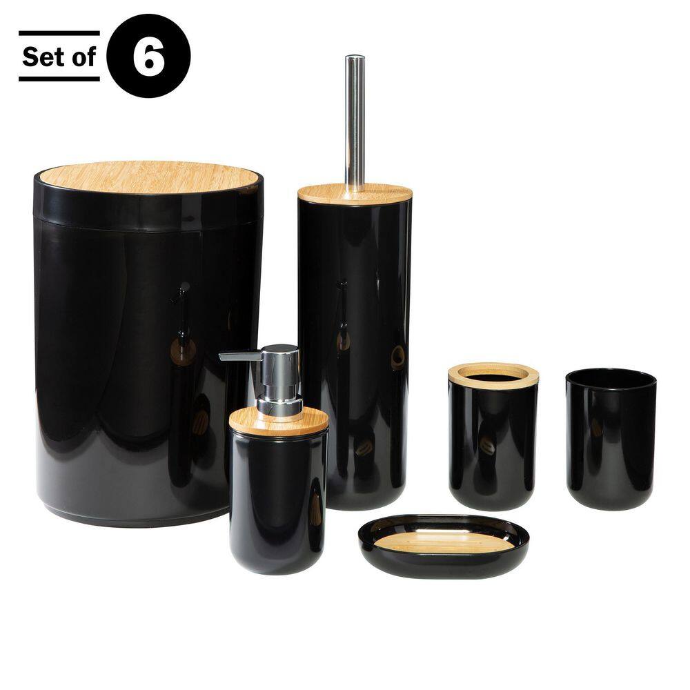 Home-Complete 6-Piece Bathroom Accessories Set Complete Set in Black ST-BATH1-BLK