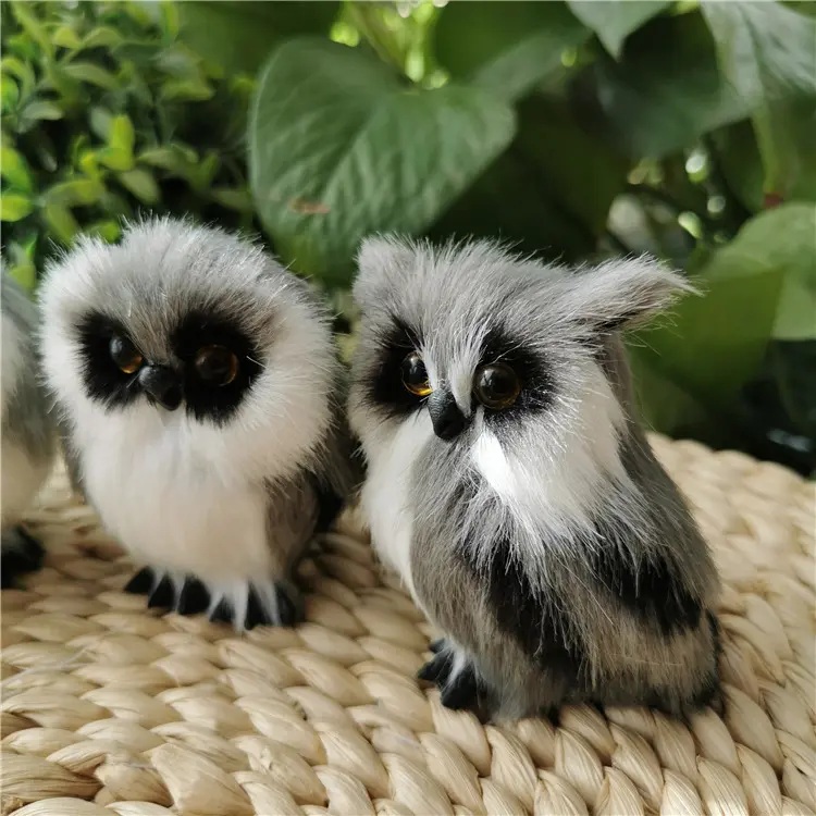 Party Supplies Birthday Gift Simulation Animal Static Model Decoration Fur Owl With Holiday Accessories