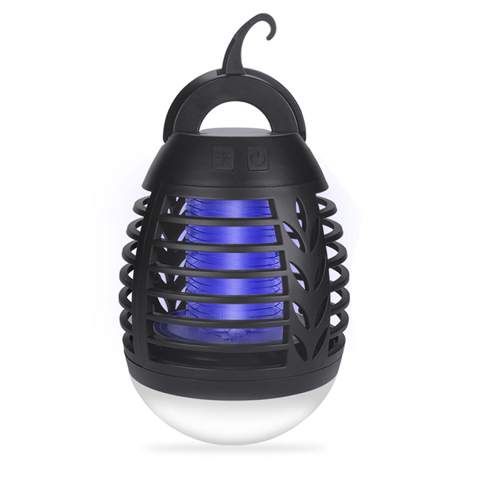 Black Bug Zapper Camping Lamp， Tent Light Bulb Portable Led And Emergency Lantern With Waterproof Mosquito Repellent Fly Killer Usb 2200mah Rechargeab