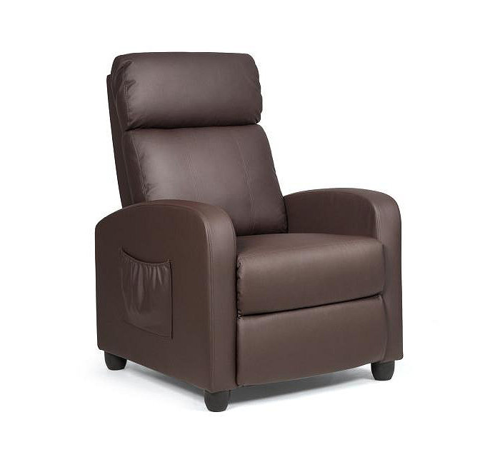 Slickblue Recliner Sofa Wingback Chair with Massage Function-Brown