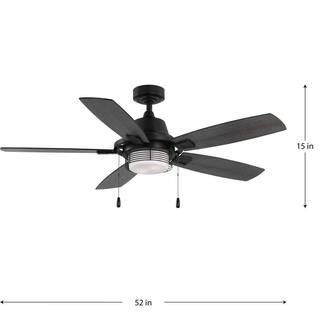 Progress Lighting Freestone 52 in. Indoor LED 5-Blade Matte Black Transitional Ceiling Fan with Lamped Light Kit P250095-31M-WB