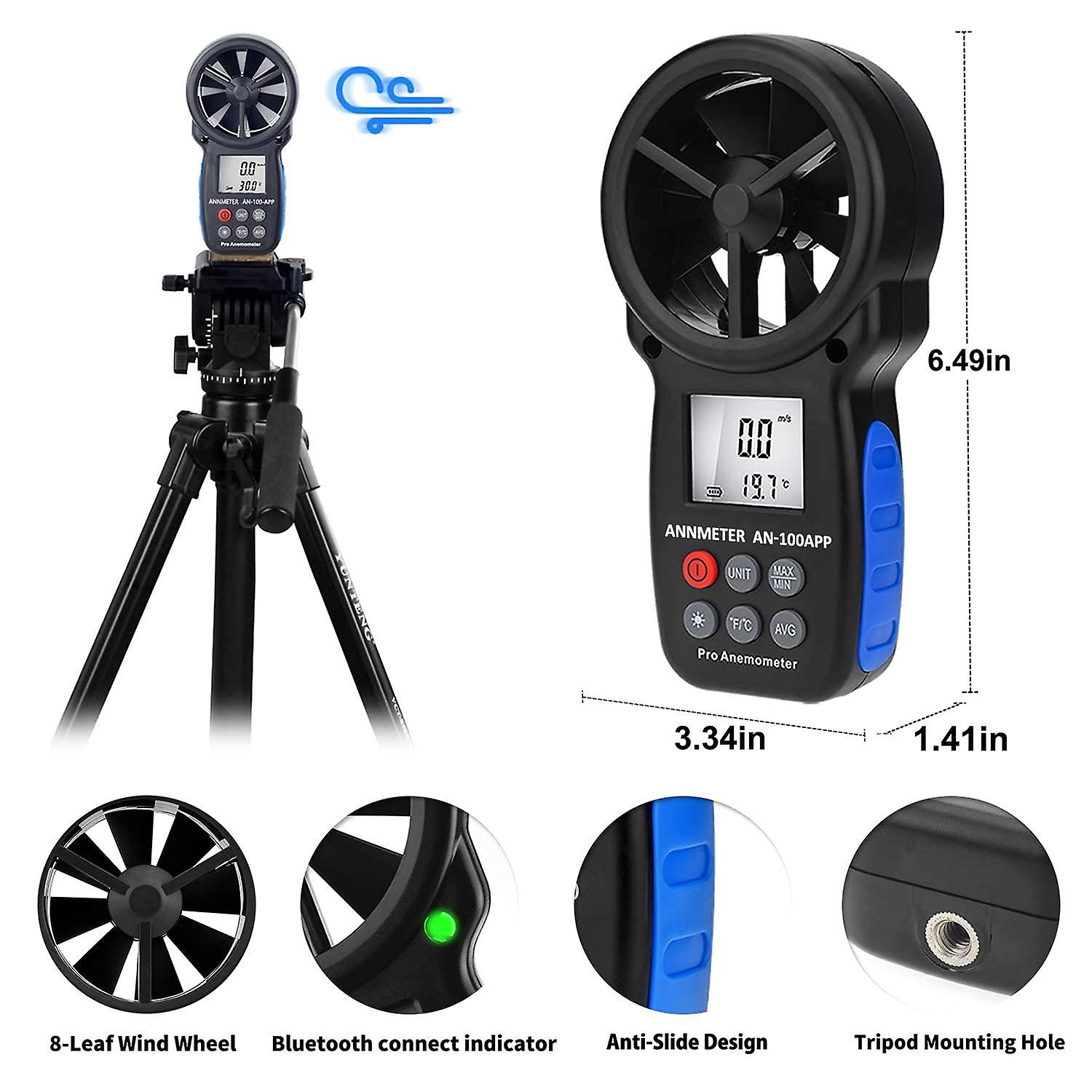 Digital Anemometerhandheld   Speed Meter Flow Gauge Measures   Velocity Temperature For Hvac Cfm   Er With    Ll Backlight