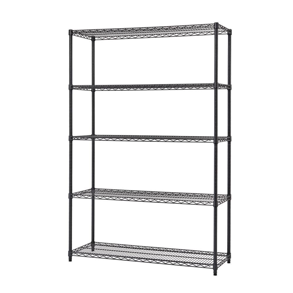 TRINITY Black Anthracite 5-Tier Steel Wire Shelving Unit (48 in. W x 72 in. H x 18 in. D) HTBFPBA-0950