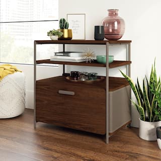 SAUDER Radial Umber Wood Decorative Lateral File Cabinet with Open Storage 426027