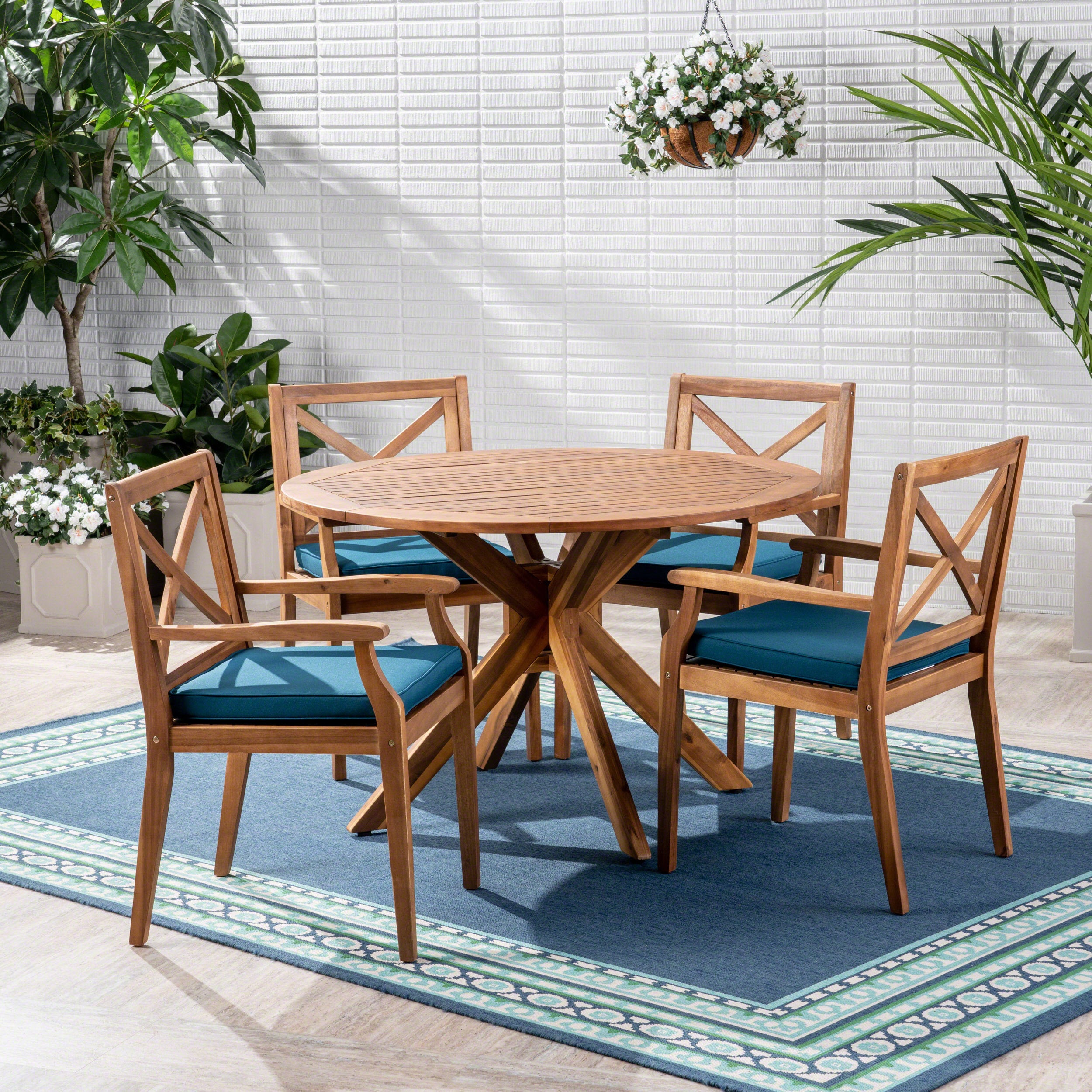 Jordan Outdoor 5 Piece Acacia Wood Dining Set