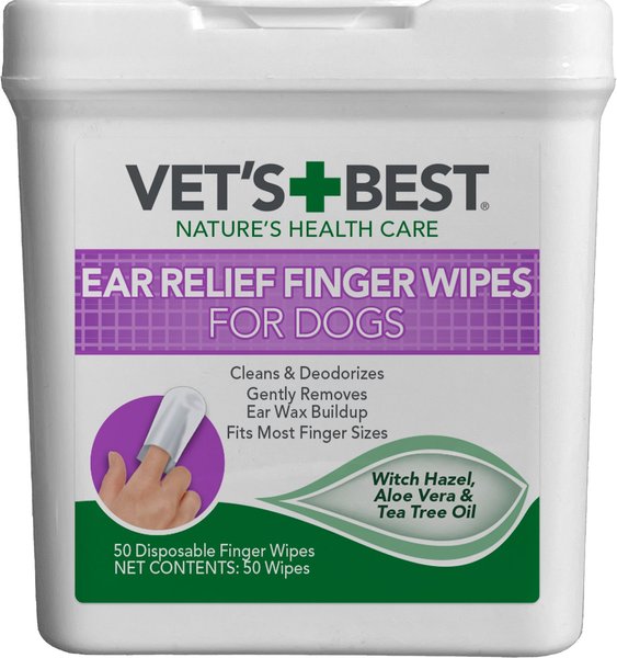 Vet's Best Ear Relief Finger Dog Wipes， 50 count