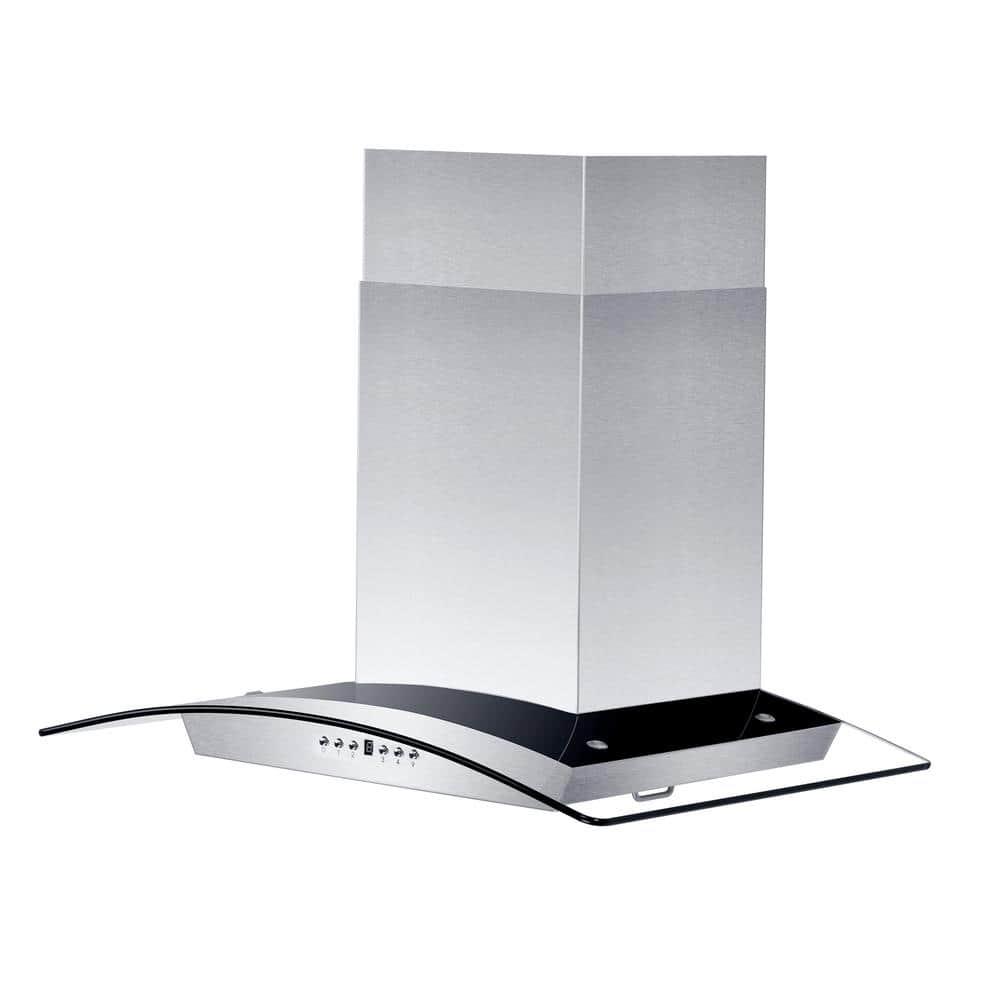 ZLINE Kitchen and Bath ZLINE 30  Convertible Vent Wall Mount Range Hood in Stainless Steel and Glass with Crown Molding