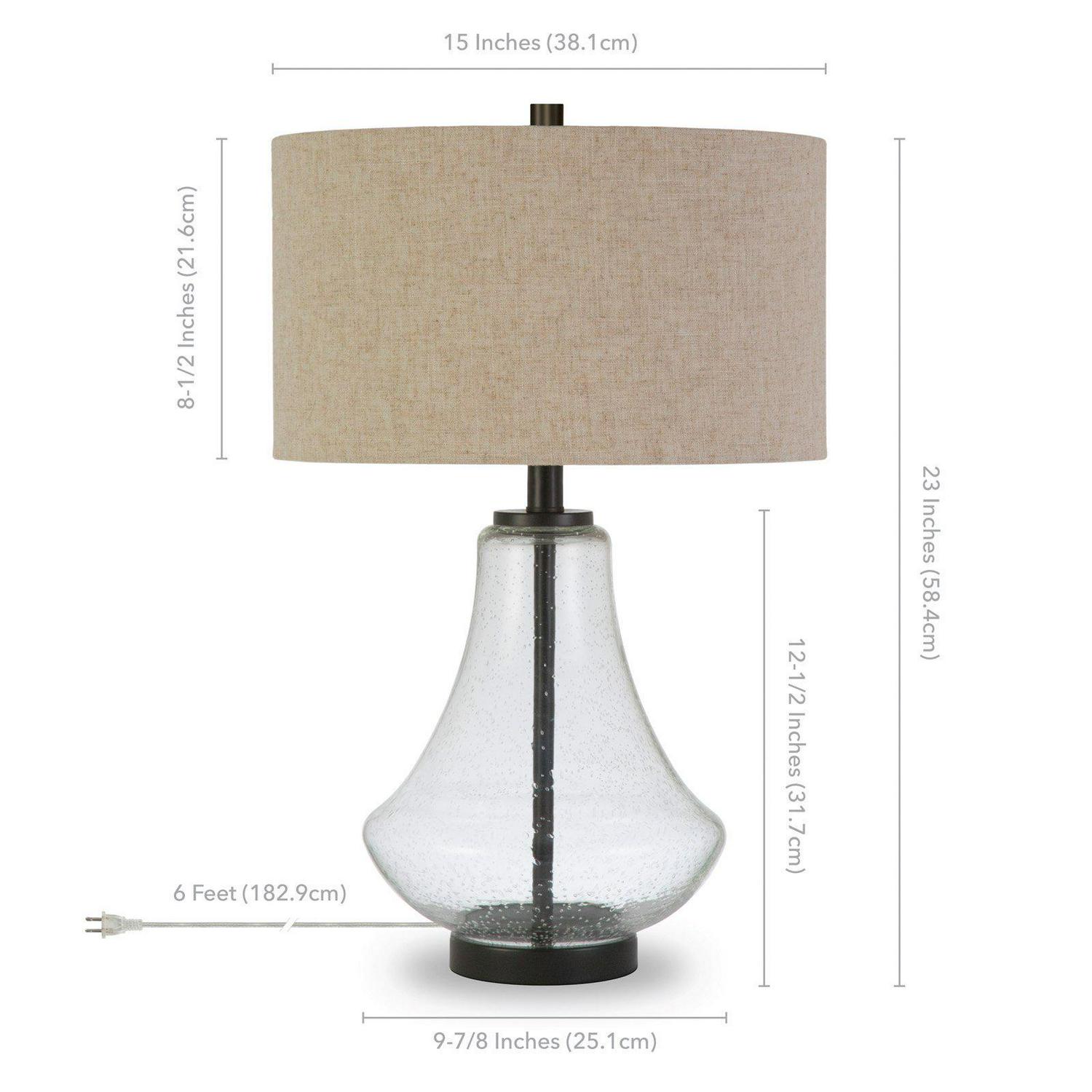 EvelynandZoe Traditional Seeded Glass Table Lamp with Flax Shade