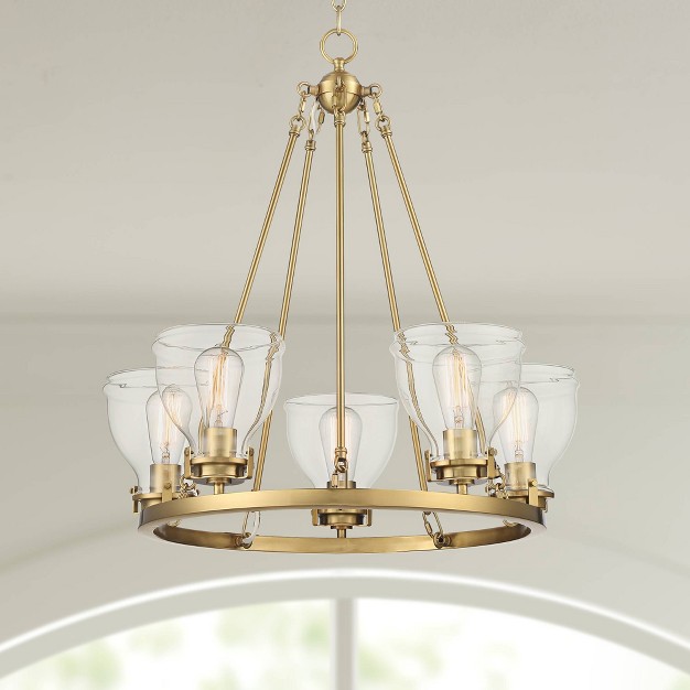 Wide Modern Clear Glass Shade 5 light Fixture For Dining Room House