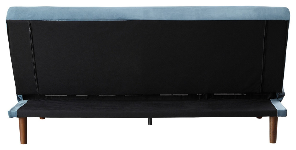 Benzara BM250590 Adjustable Sofa With Geometric Tufting/Wooden Legs  Teal Blue   Midcentury   Sofas   by Uber Bazaar  Houzz