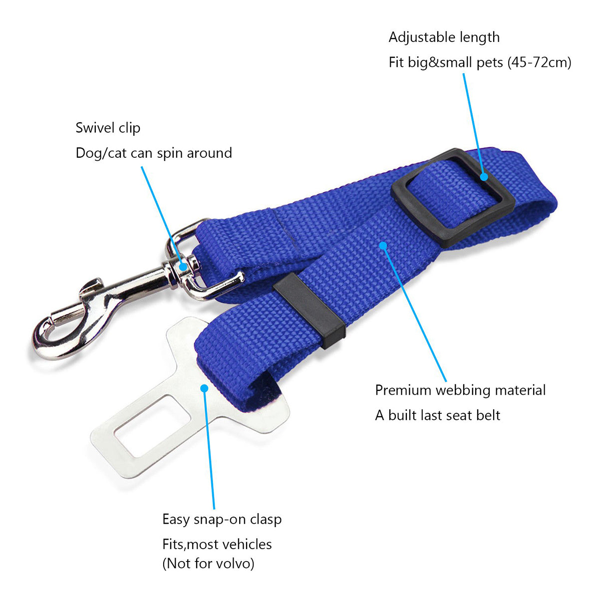 Camidy Adjustable Pet Dog Cat Car Seat Belt Safety Leads Vehicle Seatbelt Harness