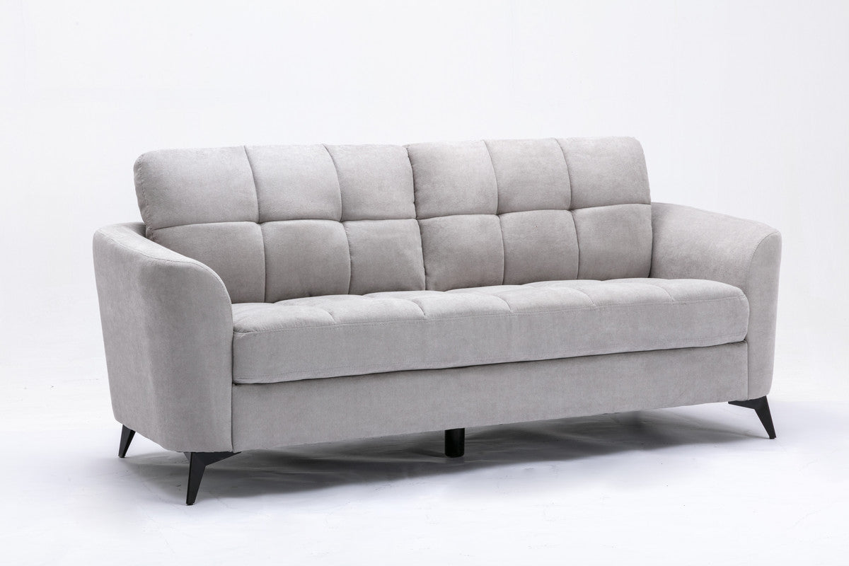 Callie Light Gray Linen Fabric Sofa Loveseat Living Room Set