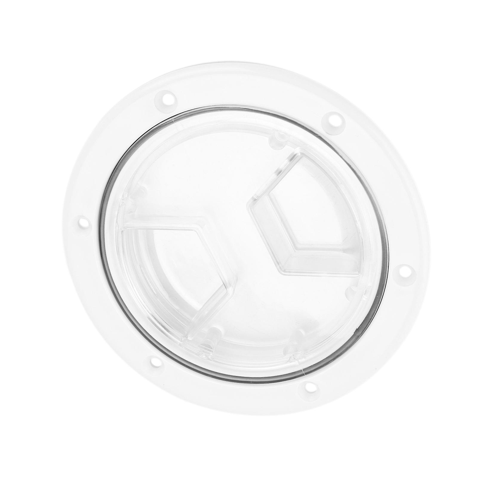 Boat Deck Access Hatch Transparentcover White Round Abs Plate For Rv Marine Yacht(4in/10.16cm )