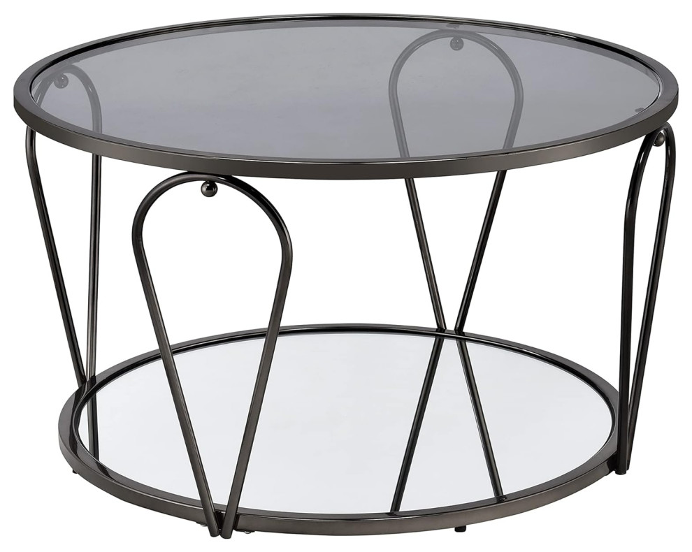 Minimalistic Glam Coffee Table  Glass Top  ampMirrored Shelf   Transitional   Coffee Tables   by Decor Love  Houzz