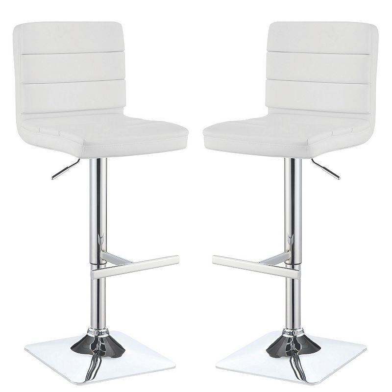 Casual Armless Adjustable Bar Height Stool， White， Set of 2