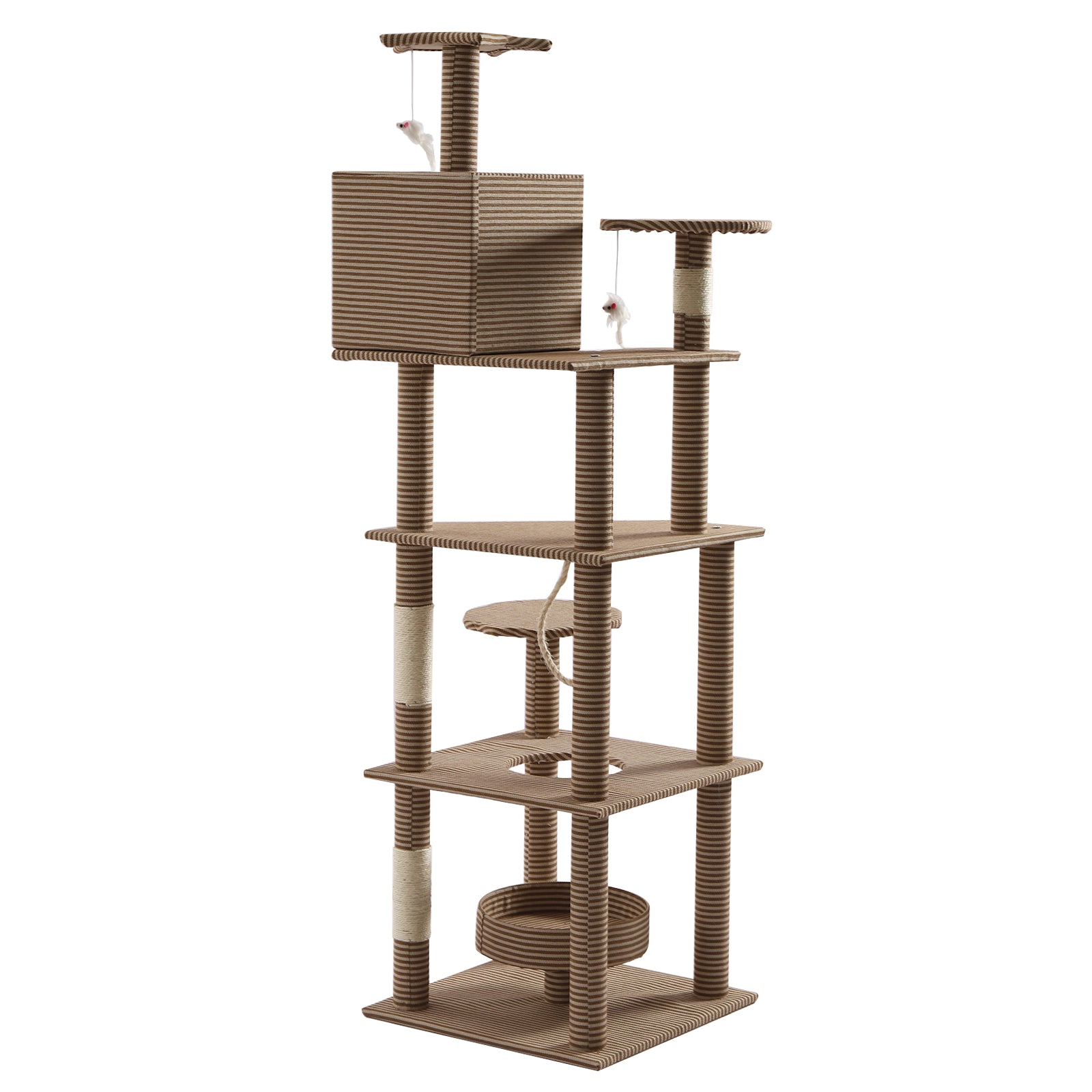 Loyalheartdy Floor to Ceiling Cat Tree， 5.5Ft Tall Cat Climbing Tree Cat Tower Kitty Play House w/Scratching Posts Condo Perches