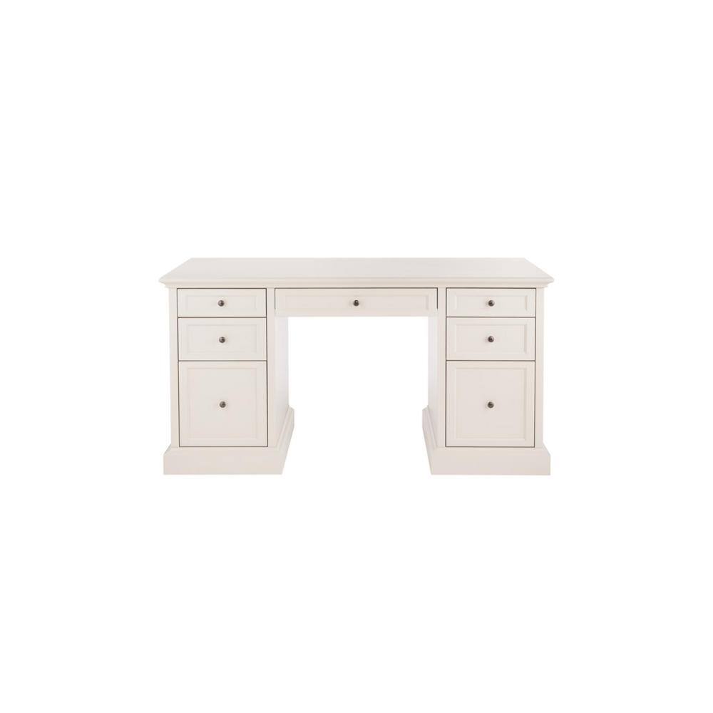 Home Decorators Collection Royce 61 in. Rectangular Polar Off-White Executive Desk SK19051Ar2-PW