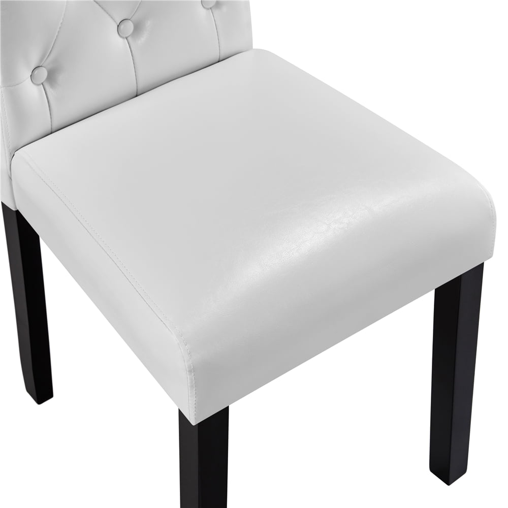 Easyfashion Leather Tufted Padded Dining Chair， Set of 2， White