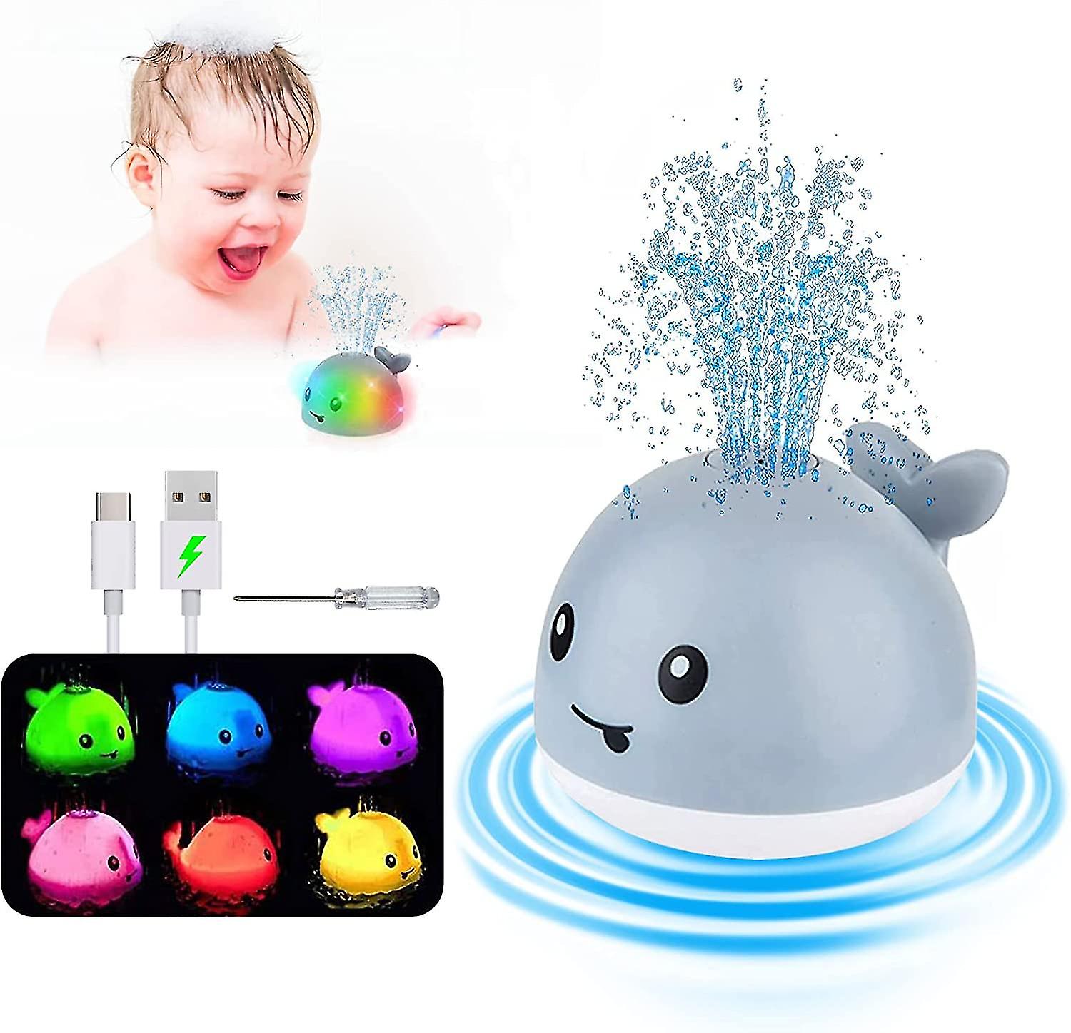 Bath Toys For Toddlers 1-3-baby Bath Toys Rechargeable Light Up Bath Toys With Double Layer Waterproof， Whale Spray Water Bathtub Toys For Toddlers In