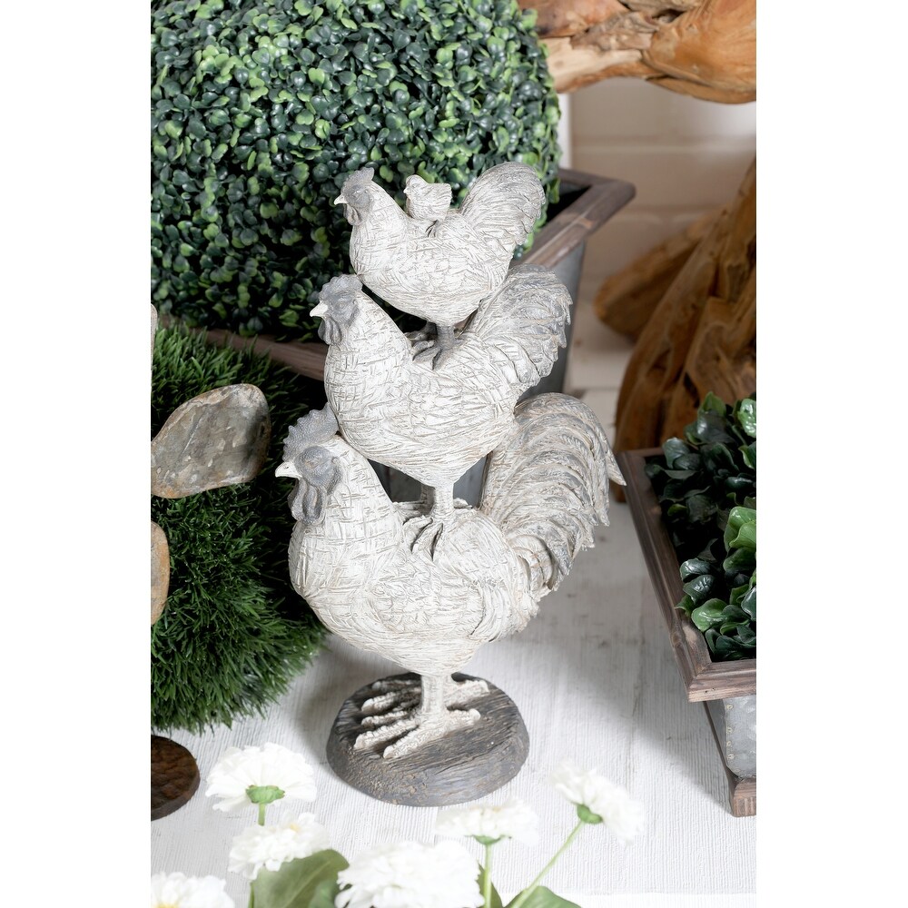 White Polystone Farmhouse Sculpture Rooster 17 x 9 x 6   9 x 6 x 17