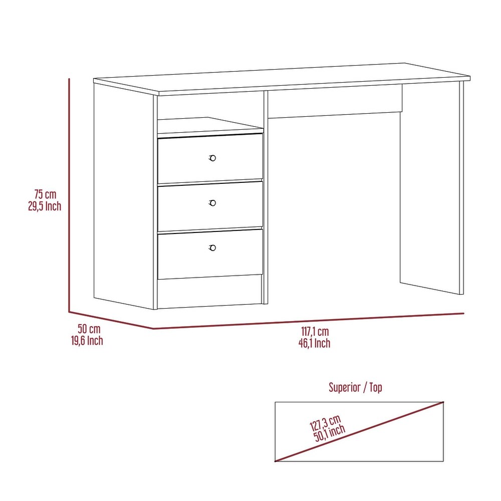 Modern Style Computer Desk With 3 Drawer 1 Shelf There's Plenty of Space Suitable for Areas Such as Home Offices