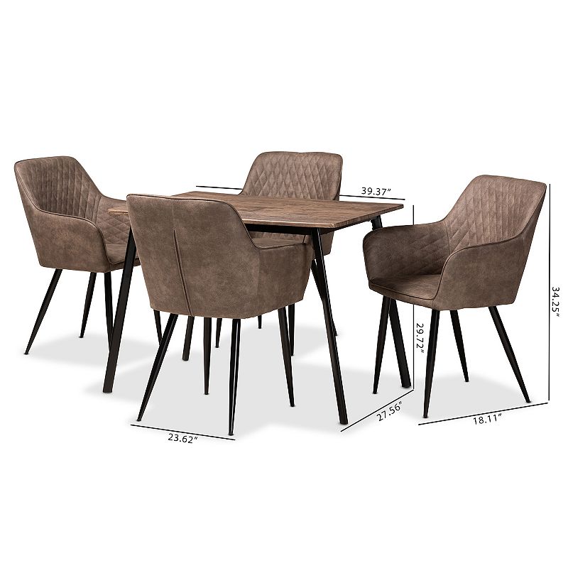 Baxton Studio Belen Dining Table and Chairs 5-piece Set