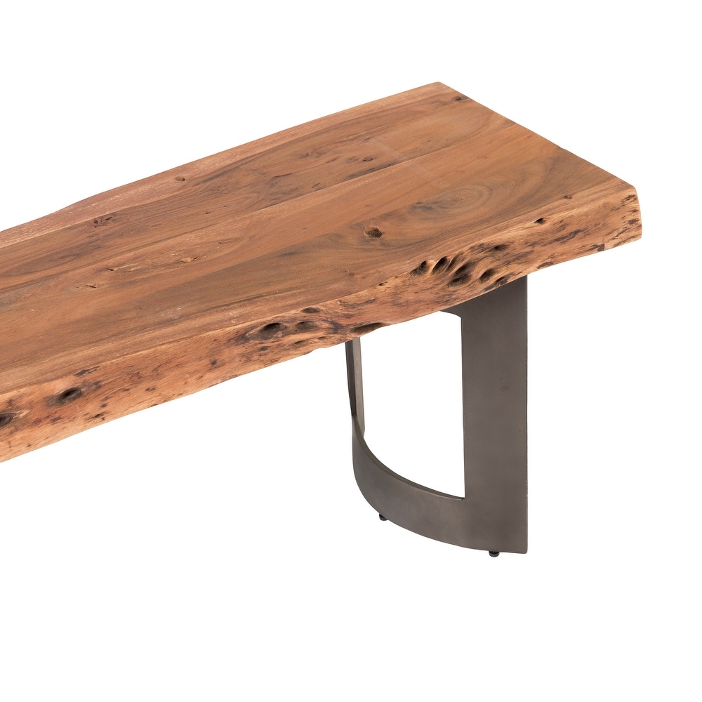 Aurelle Home Bennett Rustic Farmhouse Live Edge Bench