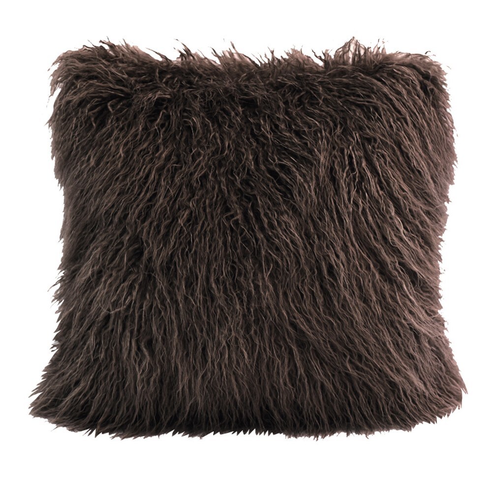 HiEnd Accents Mongolian Faux Fur Throw Pillow  18\