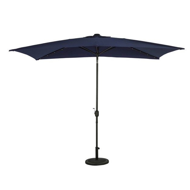 Island Umbrella 10 x27 X 6 5 x27 Rectangular Nassau Market Patio Umbrella With Led Bulb Lights Navy