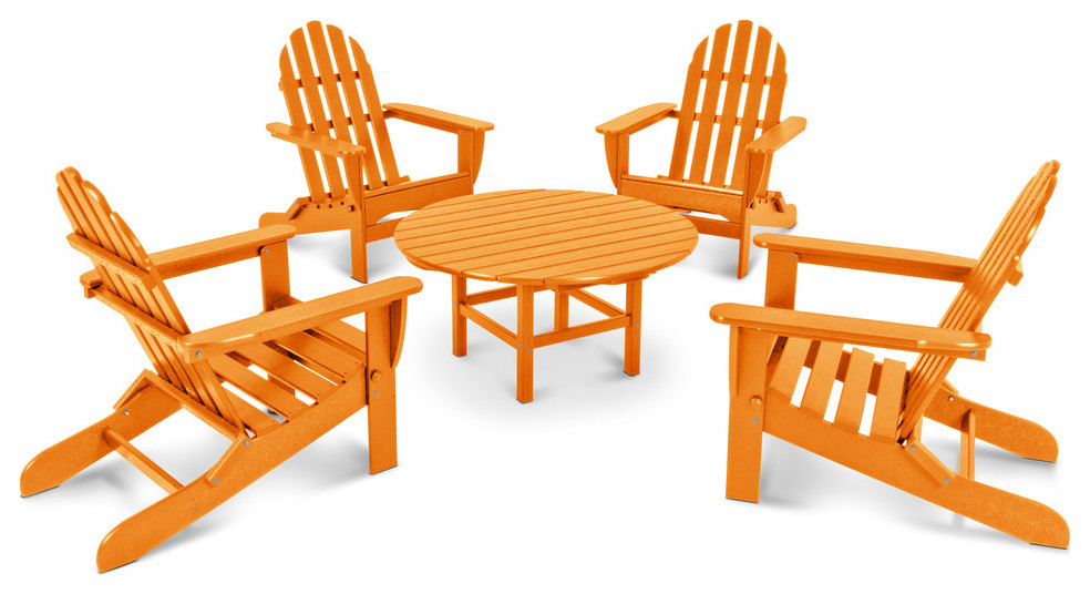 Polywood Classic Folding Adirondack 5 Piece Conversation Group   Contemporary   Outdoor Lounge Sets   by POLYWOOD  Houzz