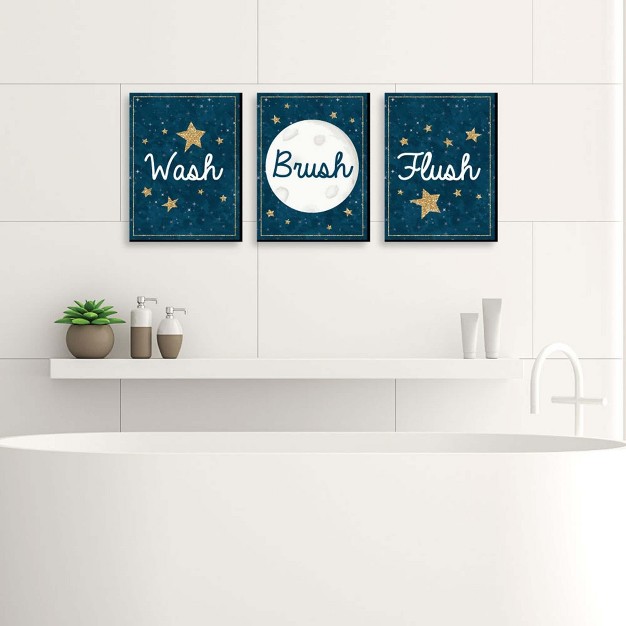 Big Dot Of Happiness Twinkle Twinkle Little Star Kids Bathroom Rules Wall Art 7 5 X 10 Inches Set Of 3 Signs Wash Brush Flush