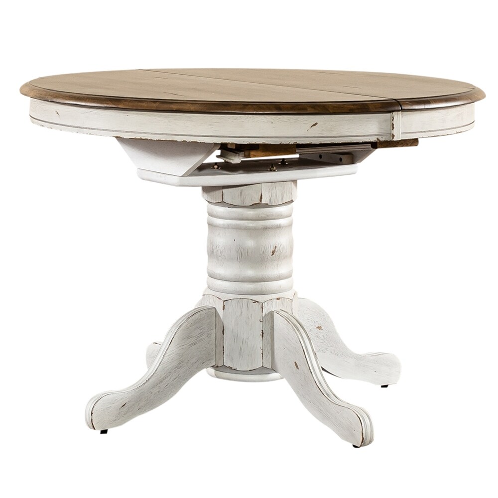 Carolina Crossing Antique Honey White Pedestal Table Set