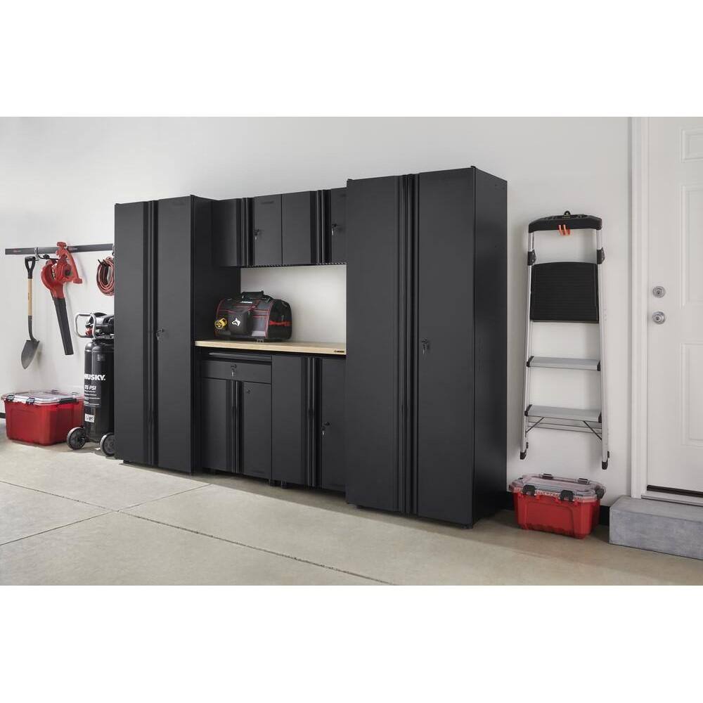 Husky 7-Piece Regular Duty Welded Steel Garage Storage System in Black GS10807-1DWO