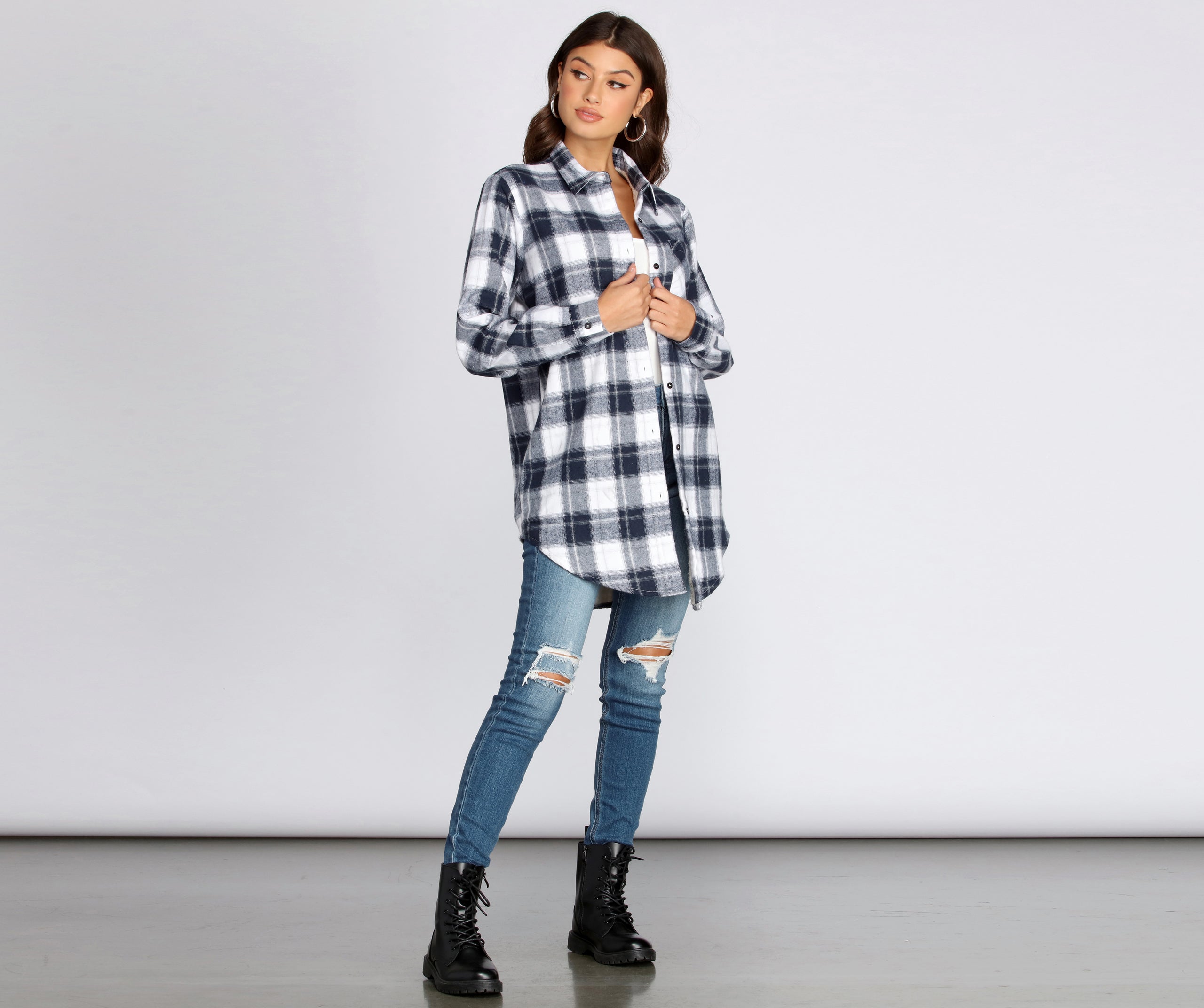 Traditional Sherpa Lined Long Flannel