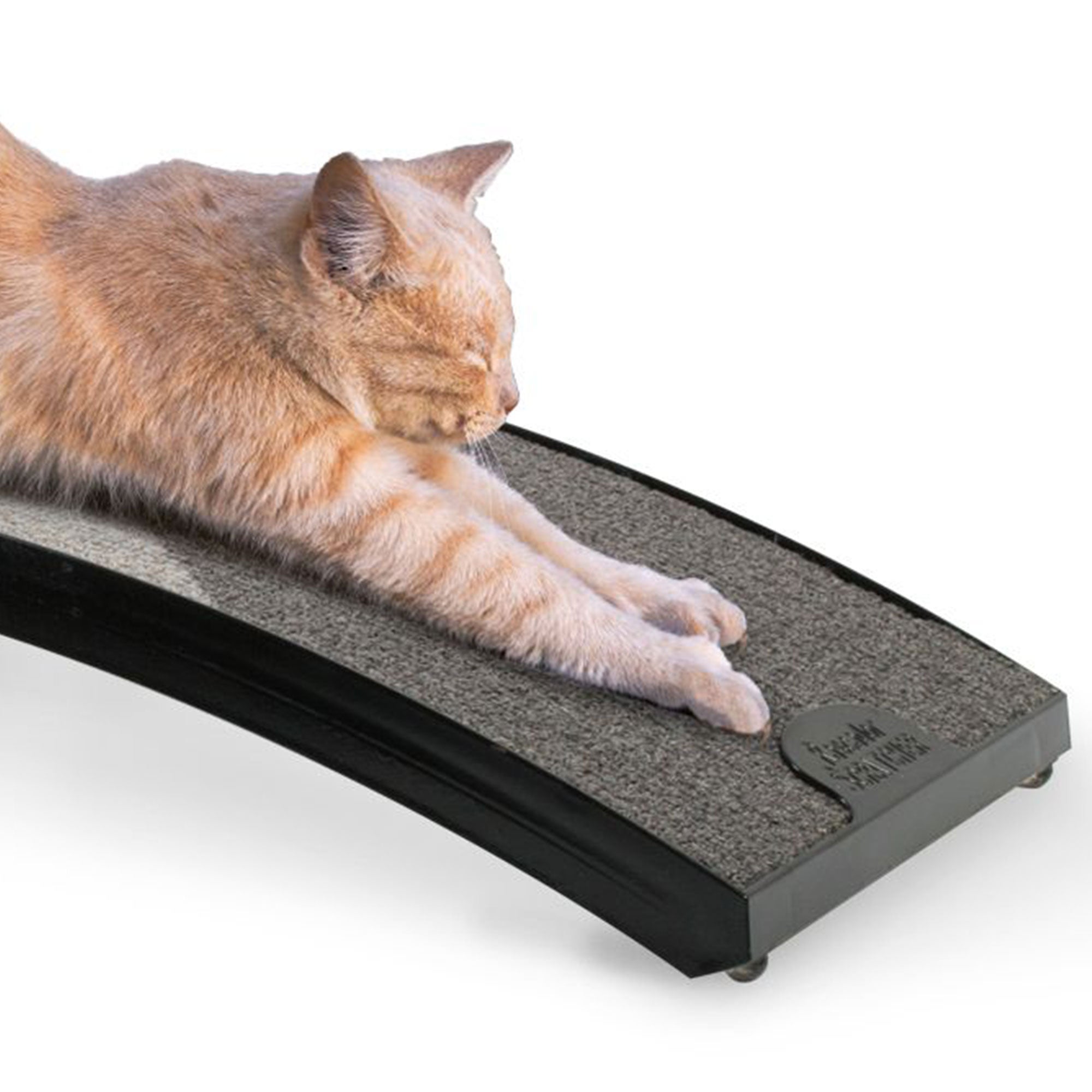 Omega Paw Rascador Curved Floor Scratching Board for Cats， 20 Inch， Grey