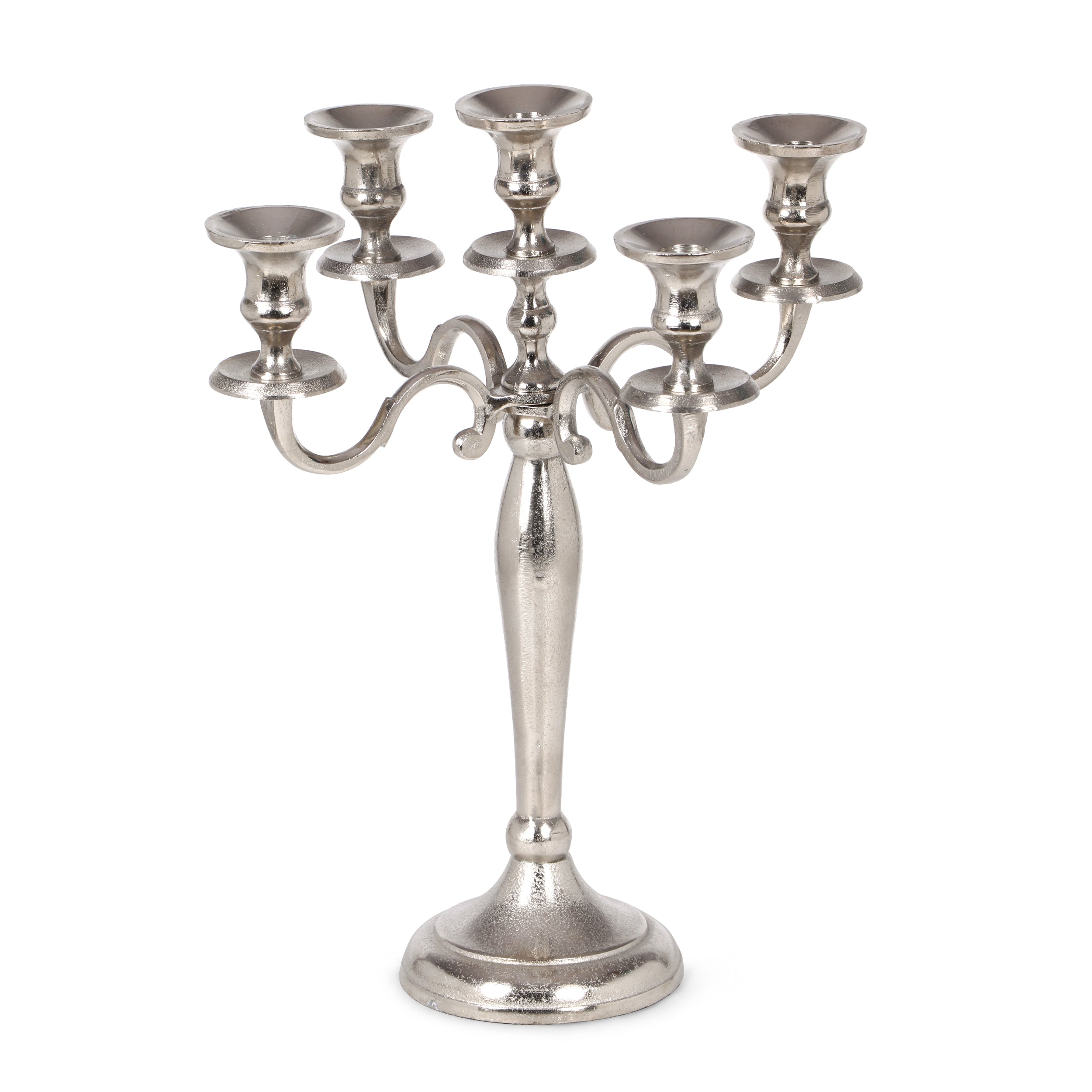 Acosta Handmade 5 Candle Aluminum Candelabra, Silver