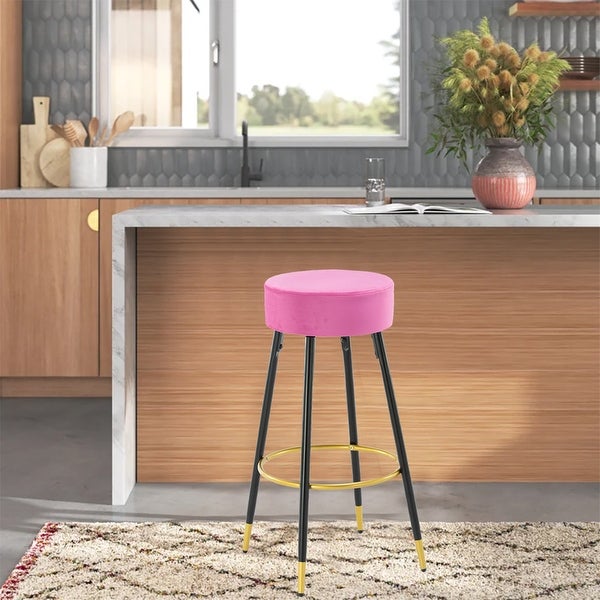 30.11 in. Metal Frame Bar Stool with Velvet Seat