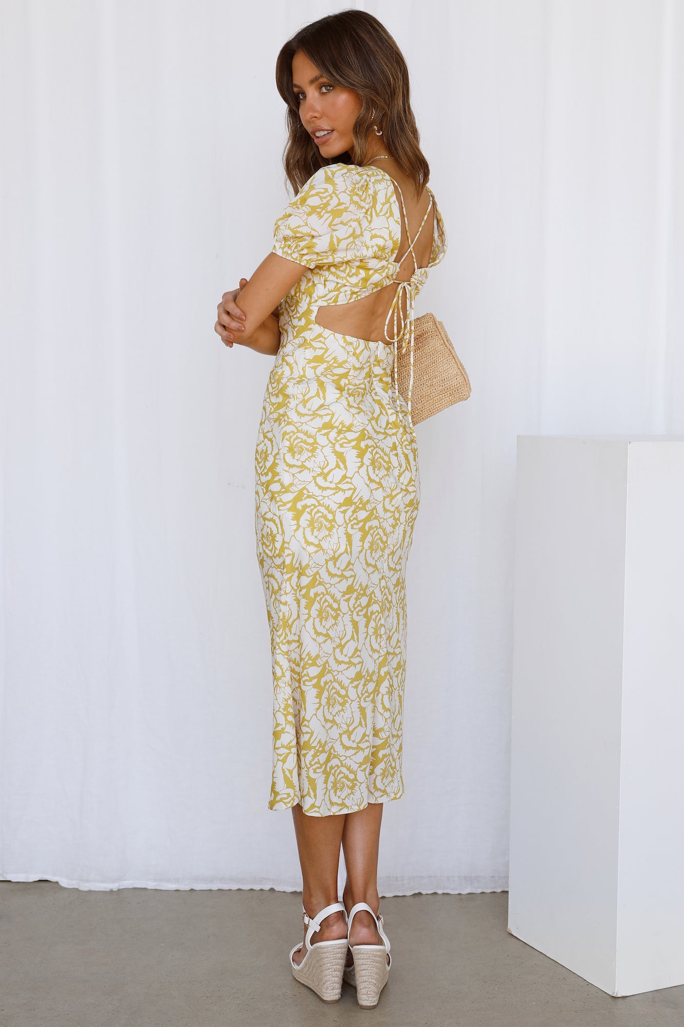 Dreaming In The Clouds Midi Dress Mustard