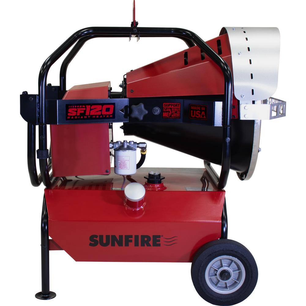 SUNFIRE SF120 120000 BTU DieselKerosene Radiant Heater with Quiet Safe Odorless Operation and Zero Carbon Monoxide SF120