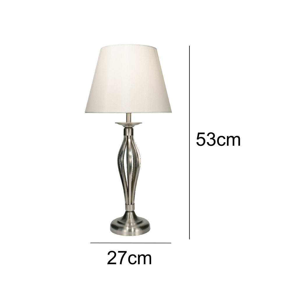 Britalia BRBYB4046 Satin Chrome Open Metalwork Table Lamp with Cream Shade