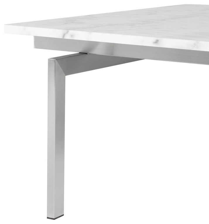 Cinzia Coffee Table Square white marble top brushed stainless   Contemporary   Coffee Tables   by Virgil Stanis Design  Houzz