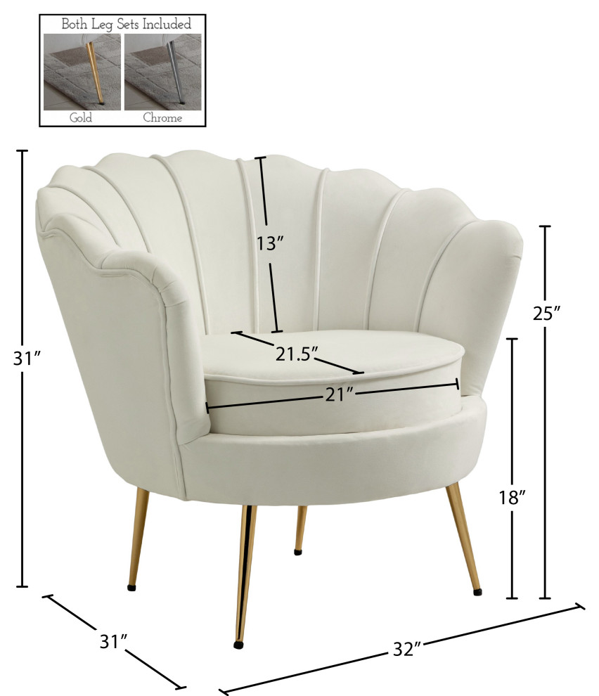 Gardenia  Velvet Upholstered Chair   Midcentury   Armchairs And Accent Chairs   by Meridian Furniture  Houzz