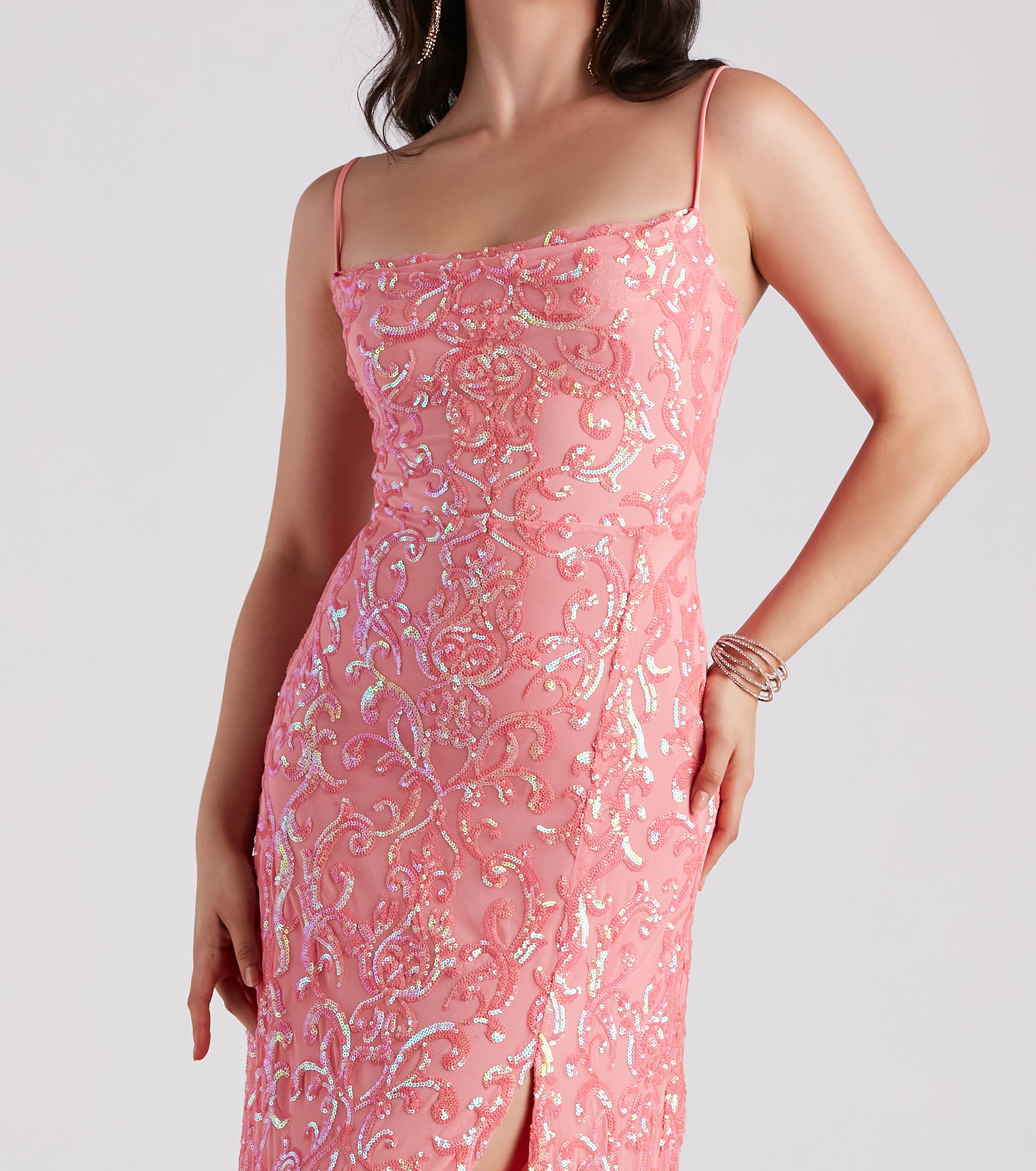 Lynda Formal Sequin A-Line Long Dress