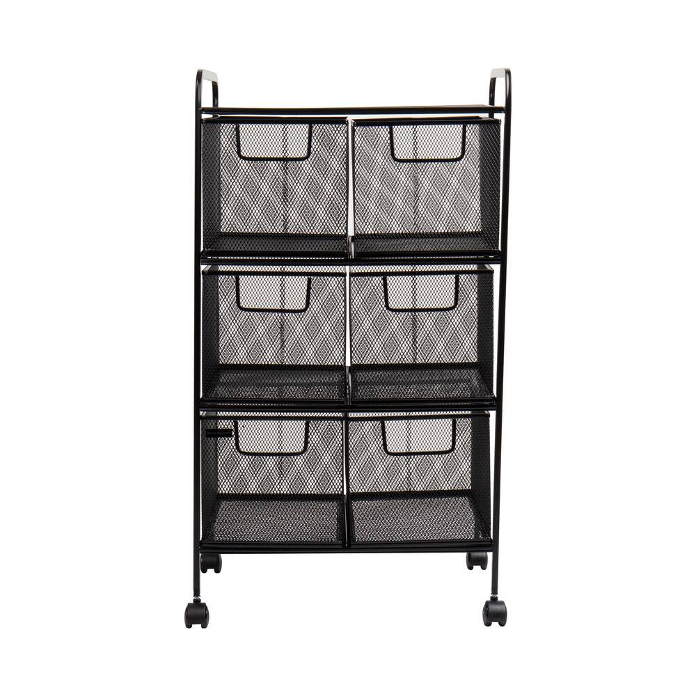 Mind Reader 6 Drawer Office Cart File Storage Cart Utility Cart Office Storage Heavy Duty Multi-Purpose Cart in Black 6DRMESH-BLK