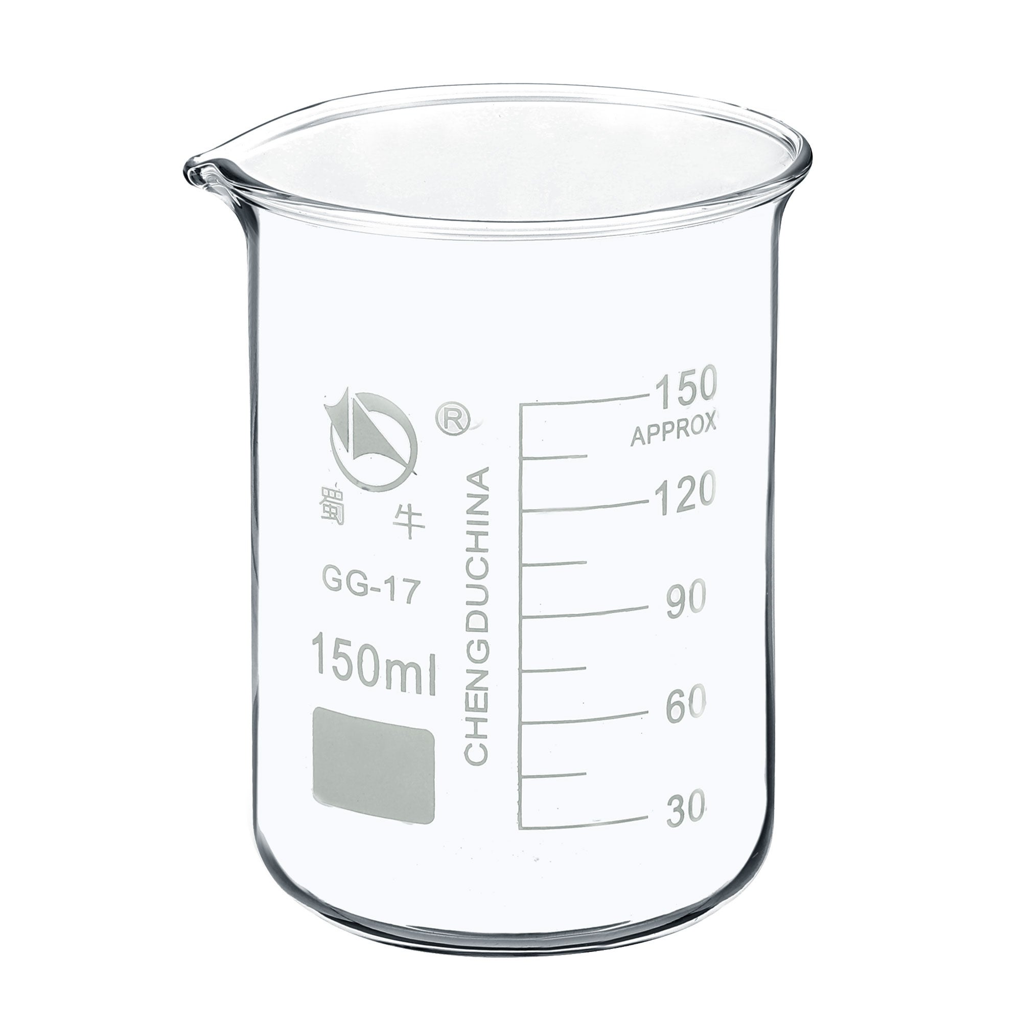 150ml Low Form Glass Beaker， 3.3 Borosilicate Lab Measuring Cups - Clear