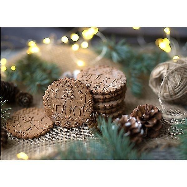 Wooden Embossed Dough Engraved Pastry Christmas Cake Cookies Baking Tool Stick (D)