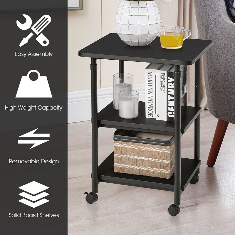 3-tier Adjustable Printer Stand with 360▲ Swivel Casters