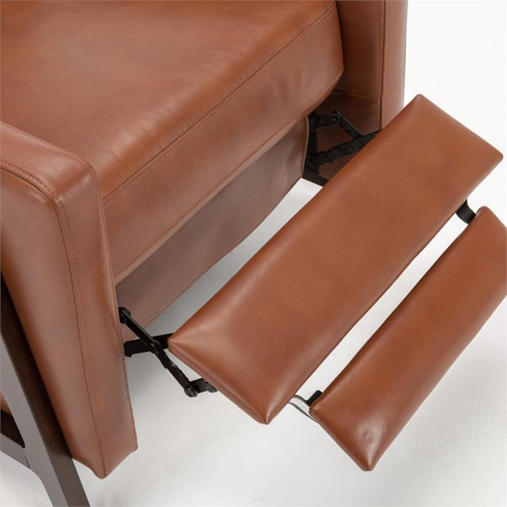 Bowery Hill Push Back Faux Leather Recliner in Caramel Finish   Transitional   Recliner Chairs   by Homesquare  Houzz